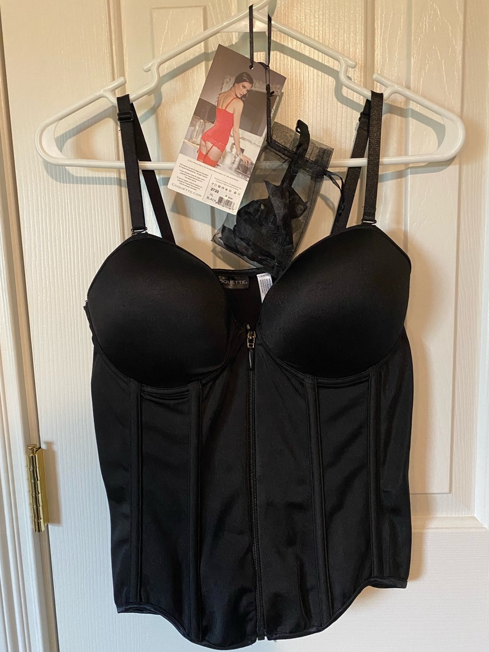 Coquette Black Bustier Corset Top with Built-In Cups Size XL